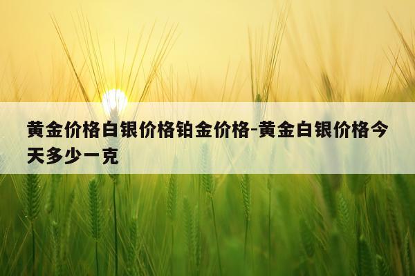黄金价格白银价格铂金价格-黄金白银价格今天多少一克