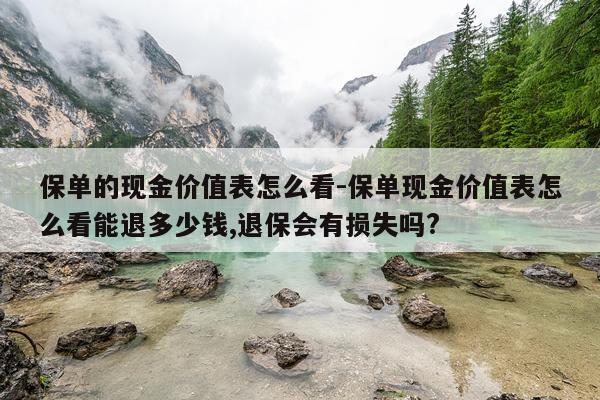 保单的现金价值表怎么看-保单现金价值表怎么看能退多少钱,退保会有损失吗?
