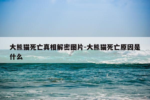大熊猫死亡真相解密图片-大熊猫死亡原因是什么