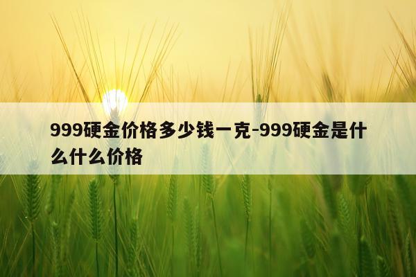 999硬金价格多少钱一克-999硬金是什么什么价格