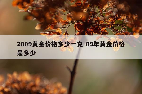 2009黄金价格多少一克-09年黄金价格是多少