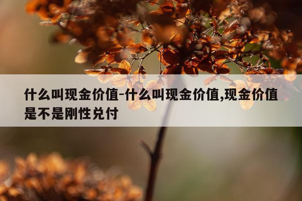 什么叫现金价值-什么叫现金价值,现金价值是不是刚性兑付