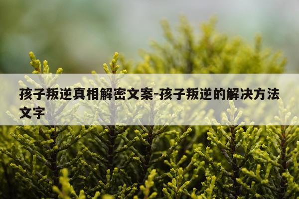 孩子叛逆真相解密文案-孩子叛逆的解决方法文字