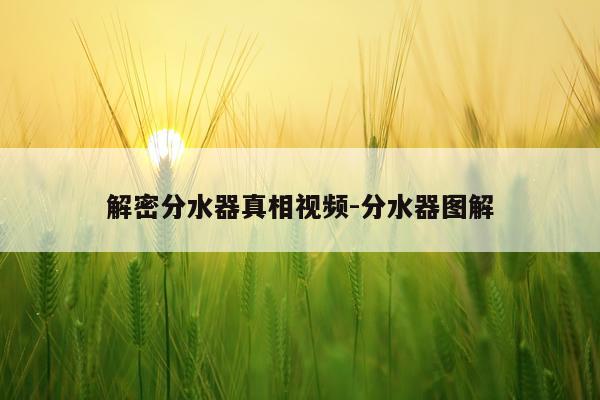 解密分水器真相视频-分水器图解