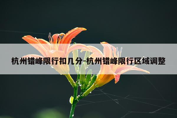 杭州错峰限行扣几分-杭州错峰限行区域调整