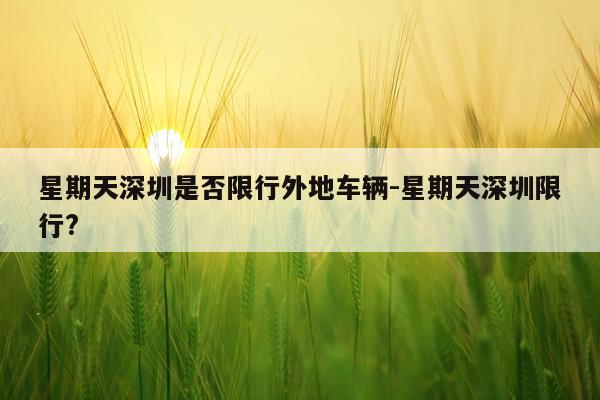 星期天深圳是否限行外地车辆-星期天深圳限行?