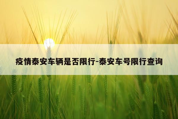 疫情泰安车辆是否限行-泰安车号限行查询