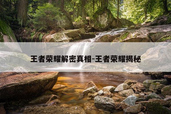 王者荣耀解密真相-王者荣耀揭秘