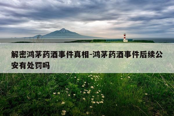 解密鸿茅药酒事件真相-鸿茅药酒事件后续公安有处罚吗