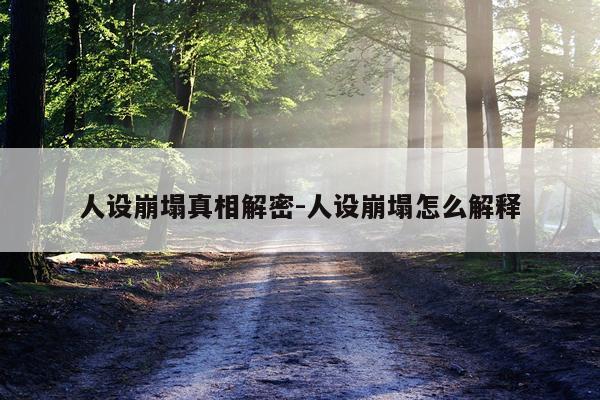 人设崩塌真相解密-人设崩塌怎么解释
