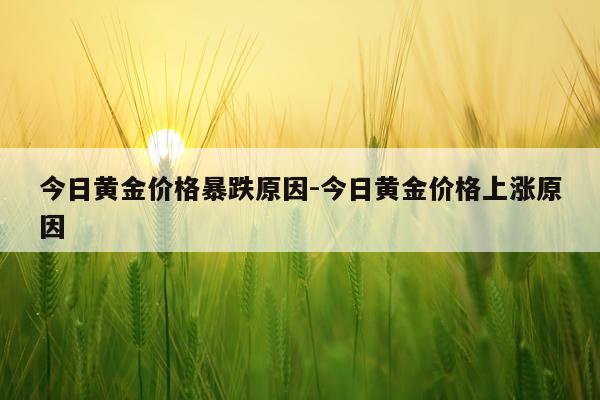 今日黄金价格暴跌原因-今日黄金价格上涨原因