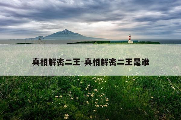 真相解密二王-真相解密二王是谁