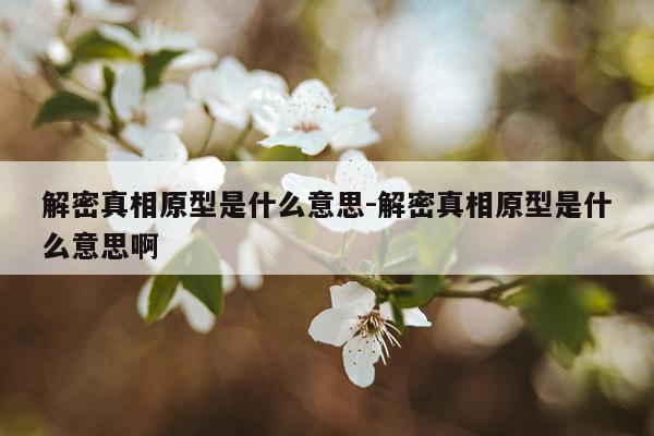 解密真相原型是什么意思-解密真相原型是什么意思啊