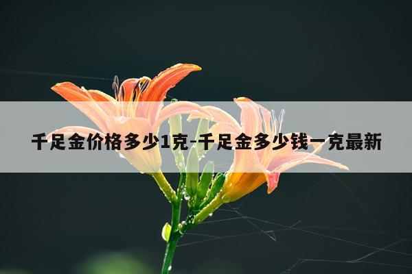 千足金价格多少1克-千足金多少钱一克最新