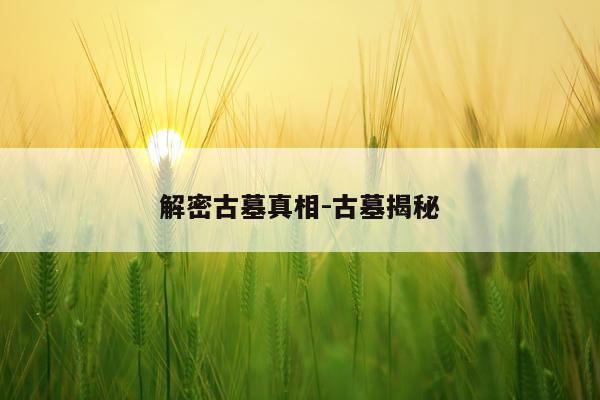 解密古墓真相-古墓揭秘