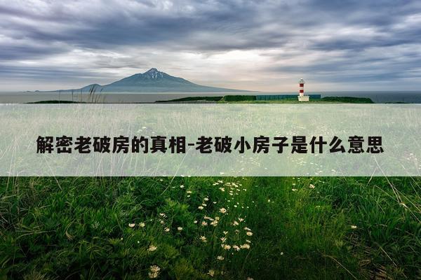 解密老破房的真相-老破小房子是什么意思