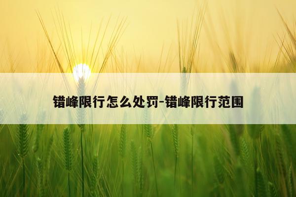 错峰限行怎么处罚-错峰限行范围
