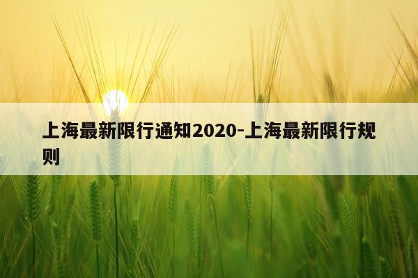 上海最新限行通知2020-上海最新限行规则