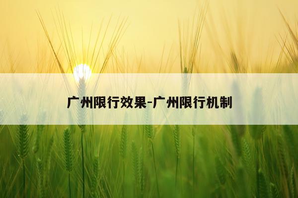 广州限行效果-广州限行机制