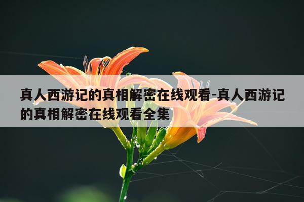 真人西游记的真相解密在线观看-真人西游记的真相解密在线观看全集