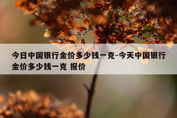 今日中国银行金价多少钱一克-今天中国银行金价多少钱一克 报价