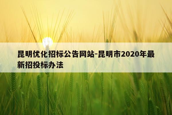 昆明优化招标公告网站-昆明市2020年最新招投标办法