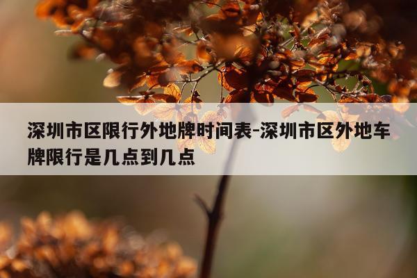 深圳市区限行外地牌时间表-深圳市区外地车牌限行是几点到几点