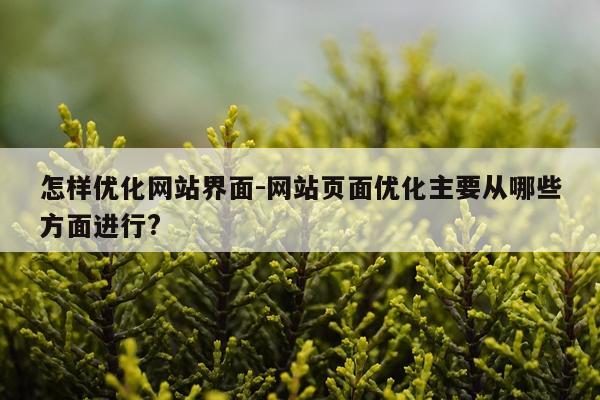 怎样优化网站界面-网站页面优化主要从哪些方面进行?