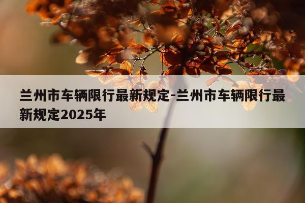 兰州市车辆限行最新规定-兰州市车辆限行最新规定2025年