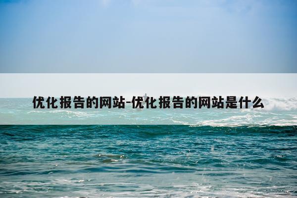 优化报告的网站-优化报告的网站是什么